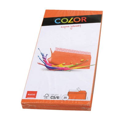 Elco Color Envelope C5/6 DL, 4.5" x 9", 100g, 25/pack, Orange