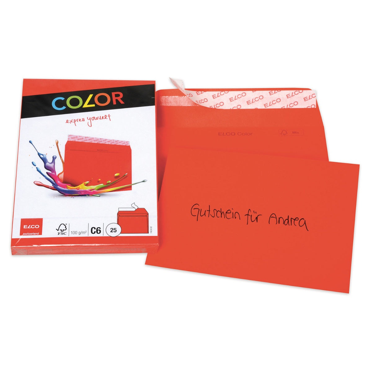 Elco Color Envelope C6, 4.5" x 6.5", 100g,  25/pack, Red