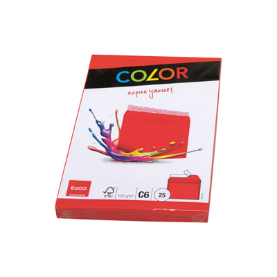 Elco Color Envelope C6, 4.5" x 6.5", 100g,  25/pack, Red