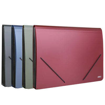 deli Expanding File A4 with elastic fastener, 12 pockets, Assorted Colors