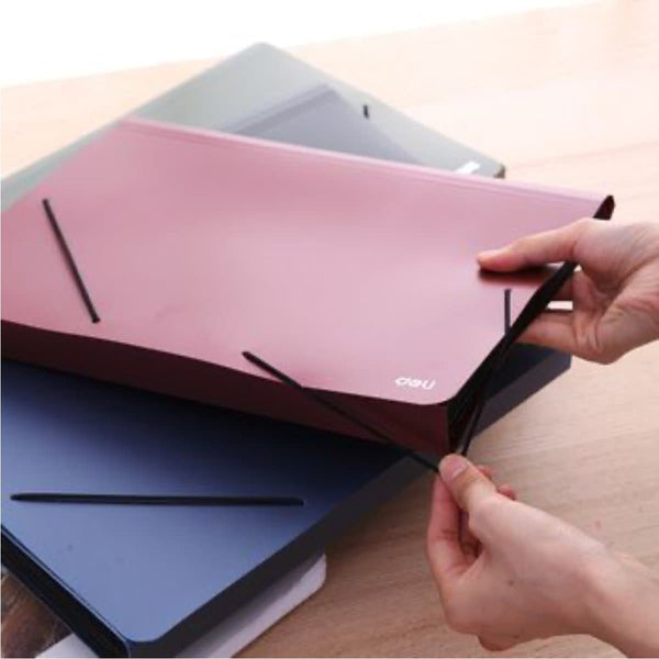 Deli Expanding File A4 with elastic fastener, 12 pockets, Assorted ...