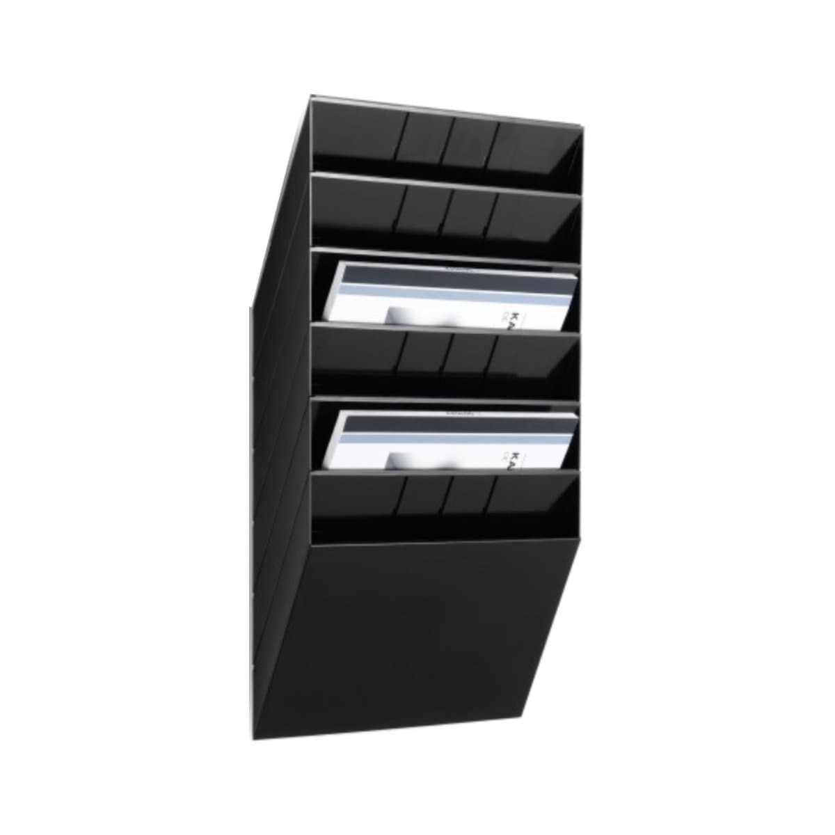 Durable FLEXIBOX 6 A4 Landscape, Wall Mounted Brochure Holder, 6 Tier, Black