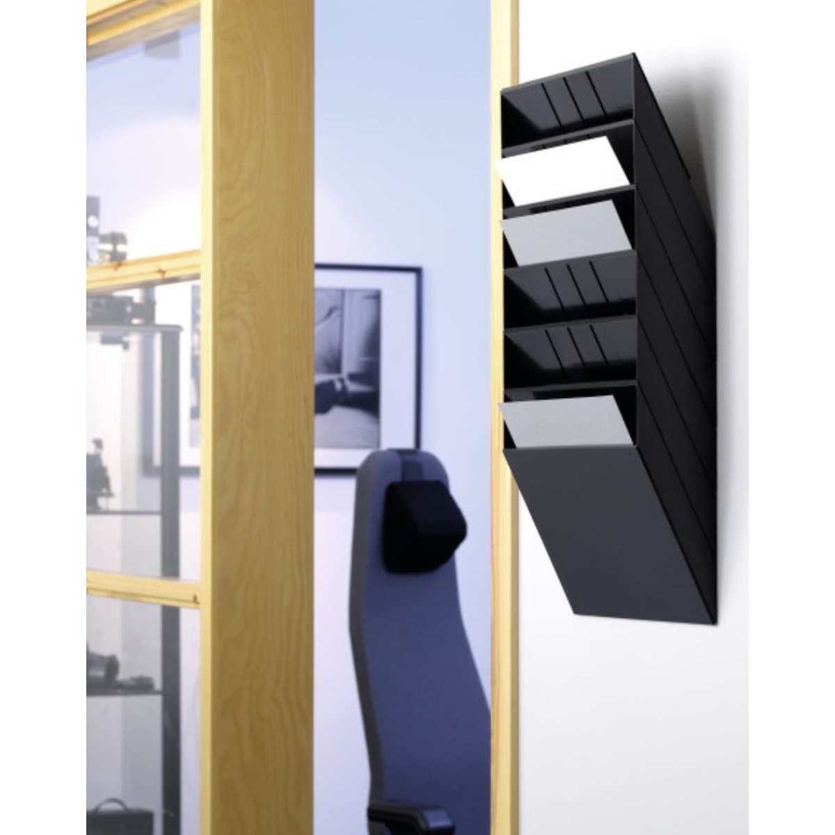 Durable FLEXIBOX 6 A4 Landscape, Wall Mounted Brochure Holder, 6 Tier, Black