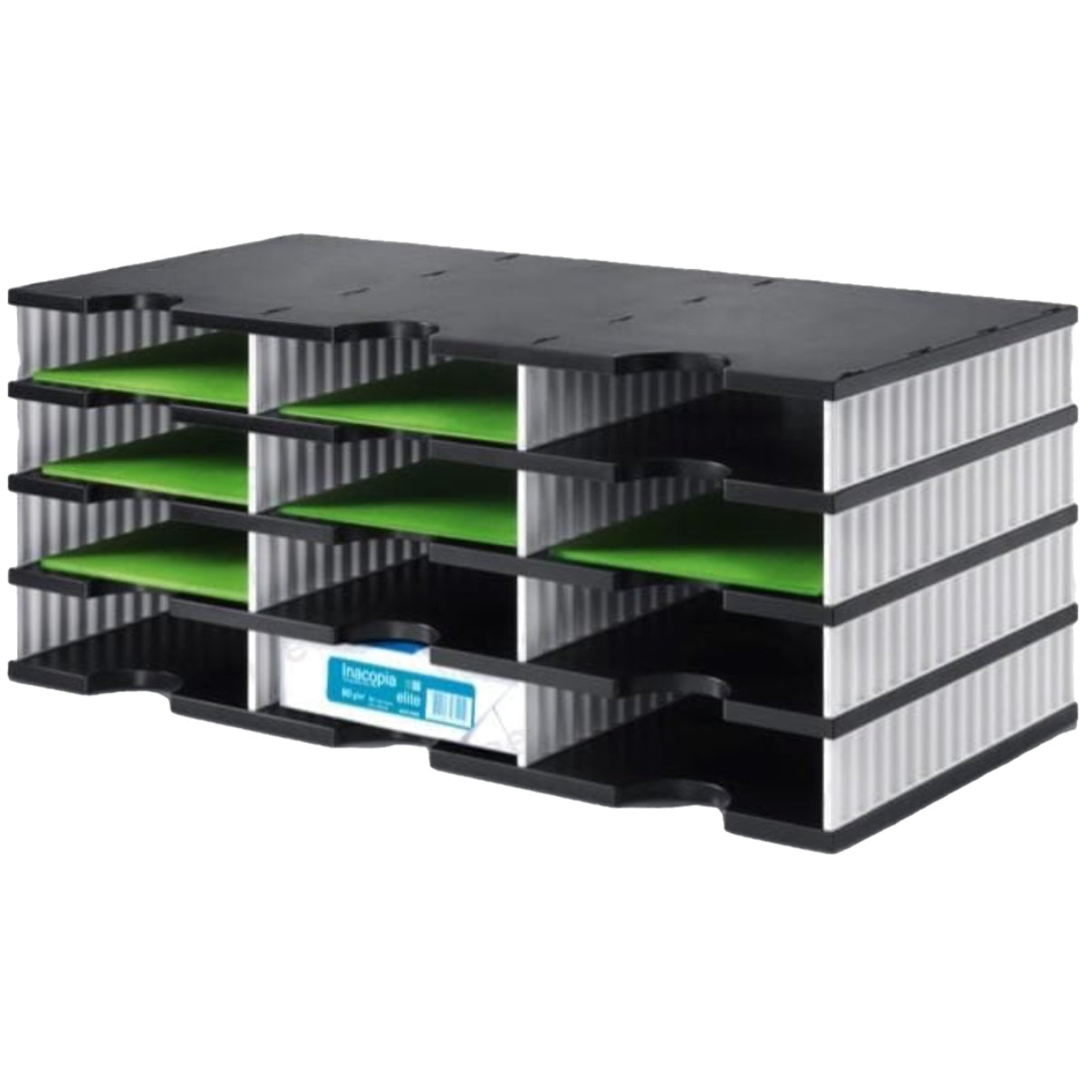 styro DOC Base Unit with 12 Compartments, Black/White
