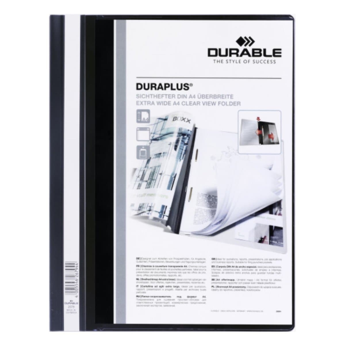 Durable DURAPLUS Presentation Folder with cover pocket, A4, Black