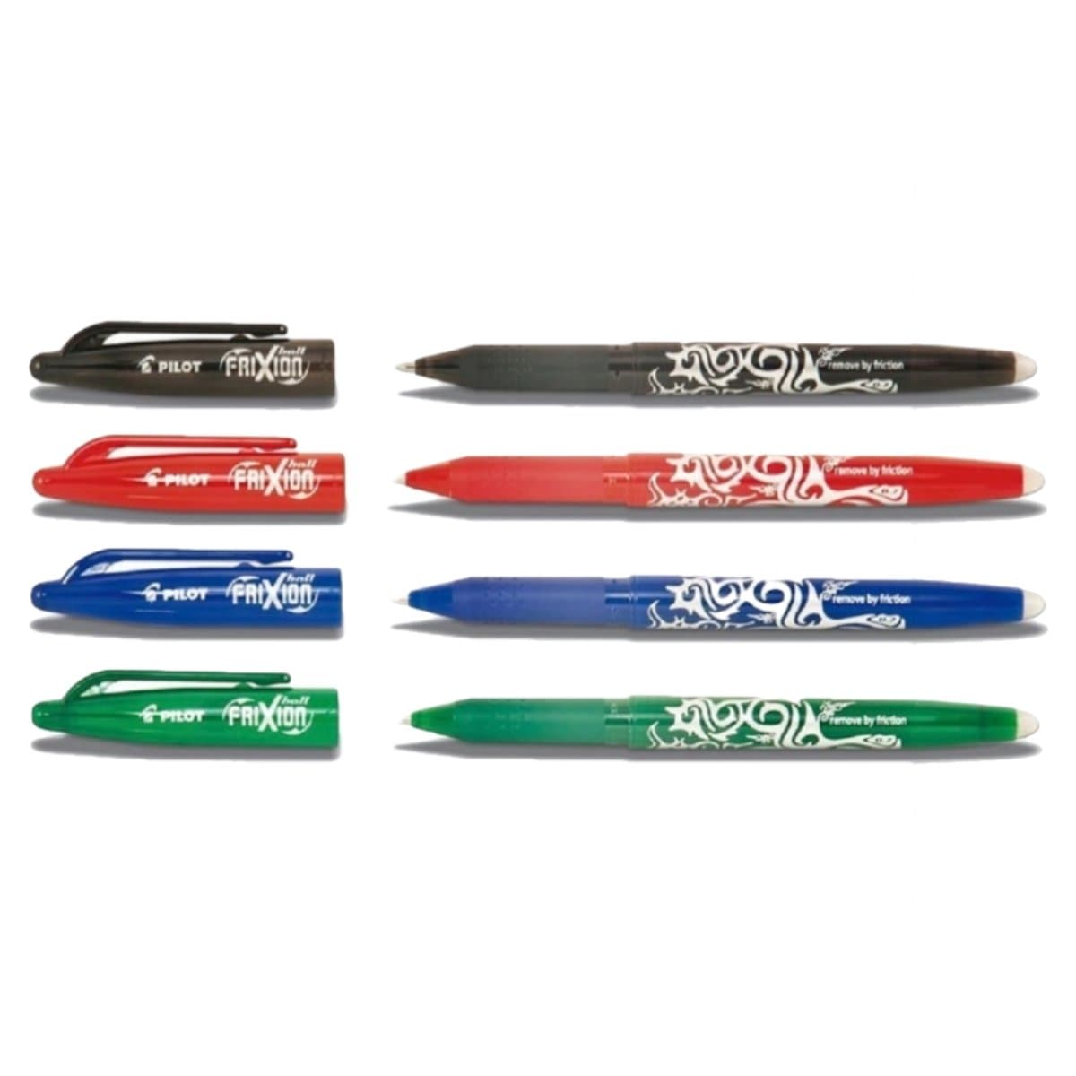 Pilot FriXion ball, Erasable Gel Ink Roller, 0.7mm, Set of 4, Black/Blue/Green/Red