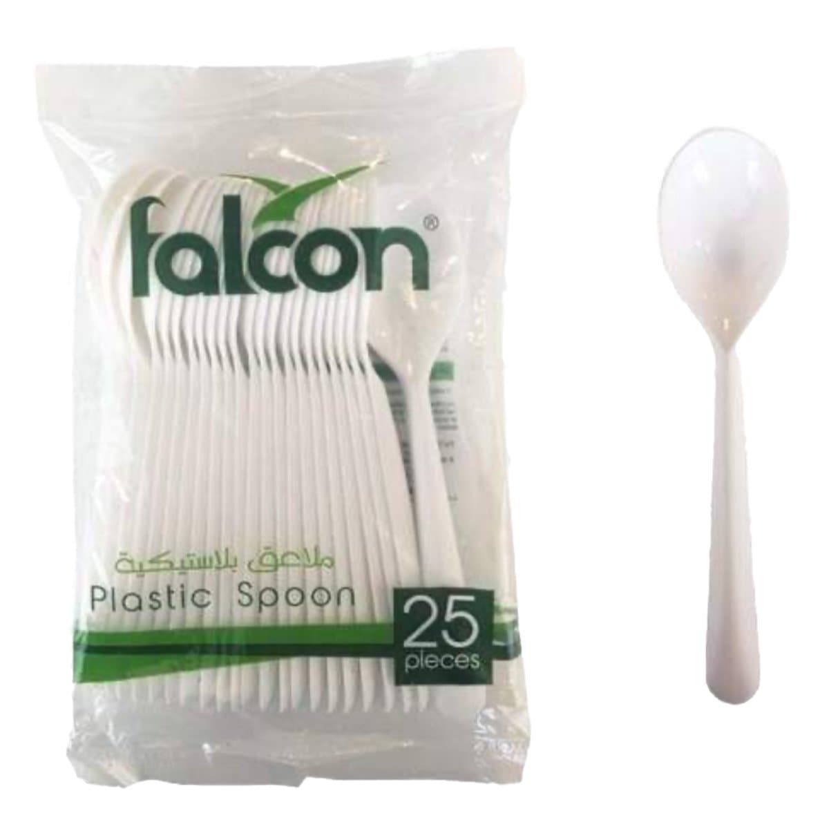 Falconpack Premium Plastic Spoon, medium, 25/pack, White