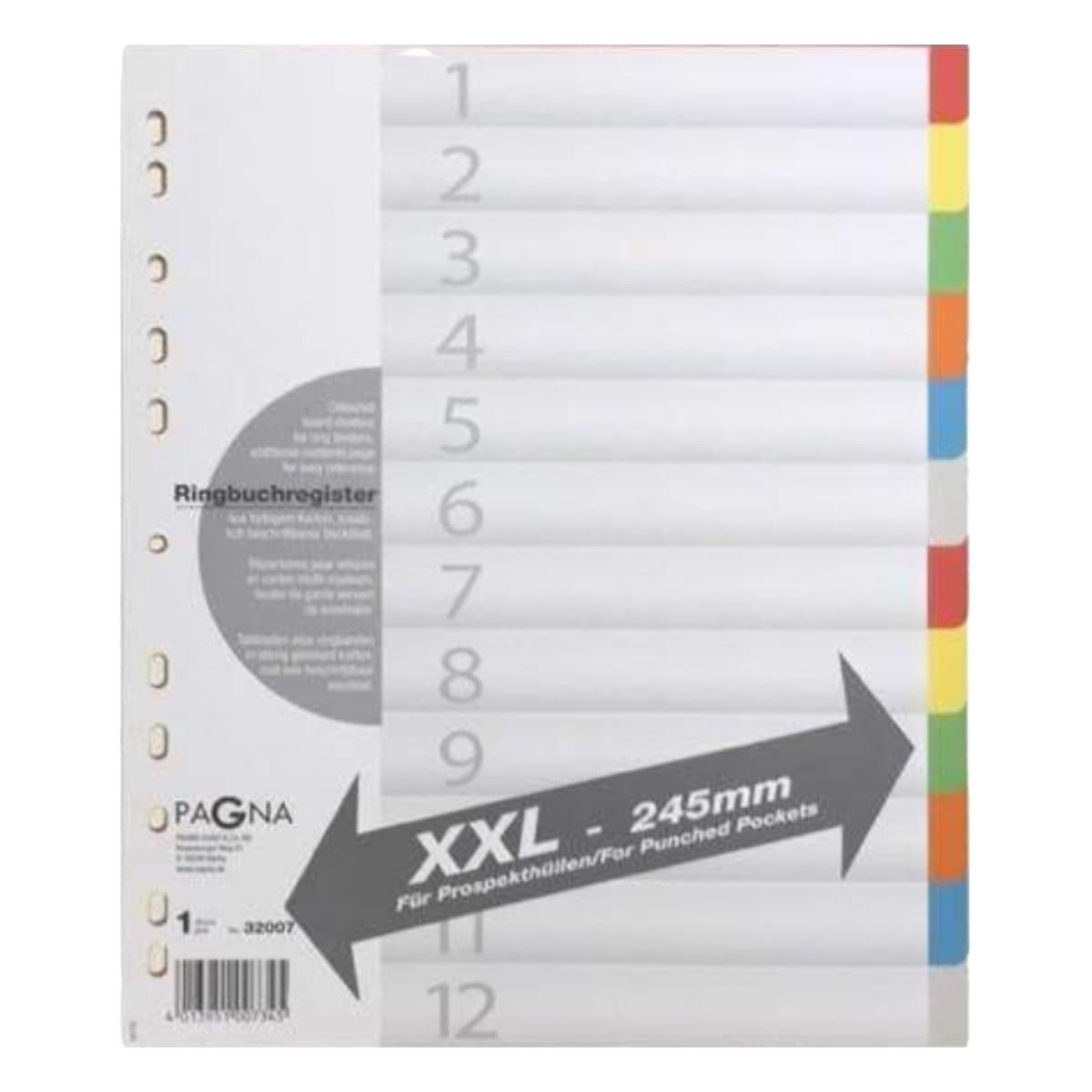Pagna Divider Manila Colored XXL, 245 x 300 mm, 12 Tabs