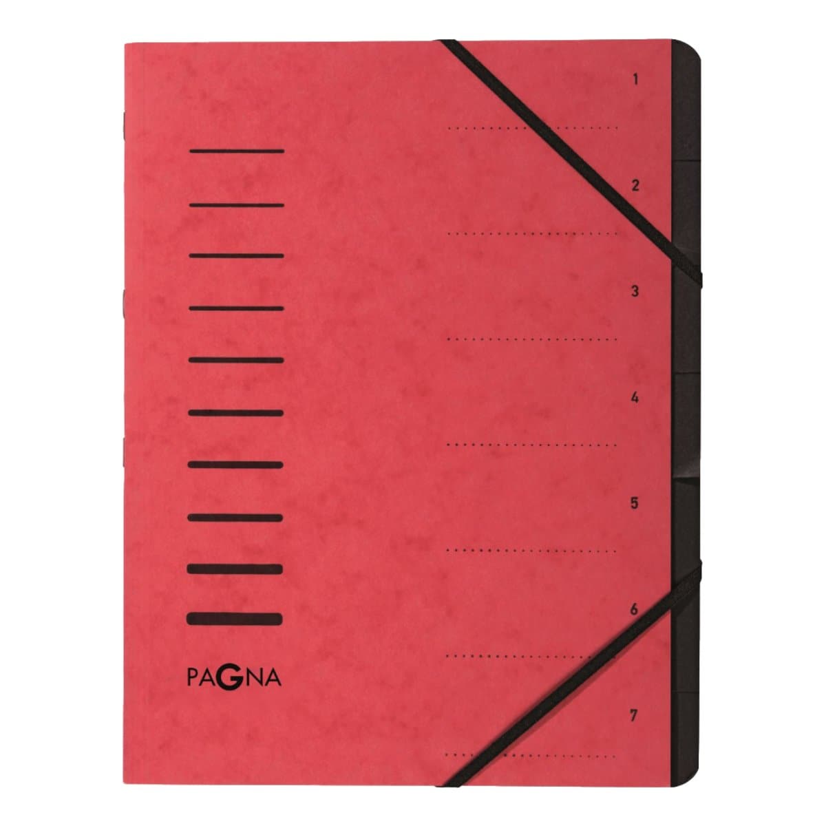 Pagna Manila Folder A4, 7 tabs, with elastic fastener, Red/Black