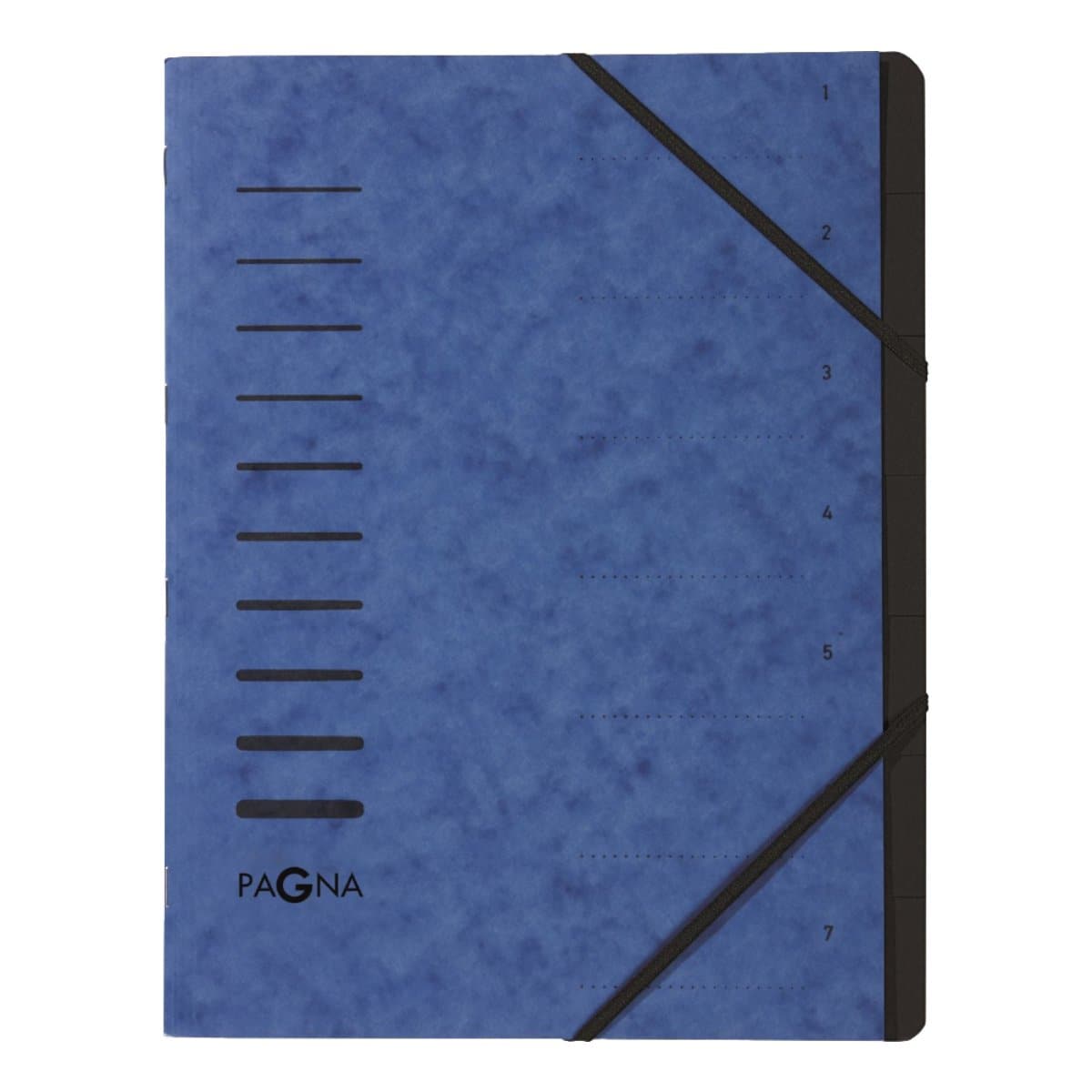 Pagna Manila Folder A4, 7 tabs, with elastic fastener, Blue/Black