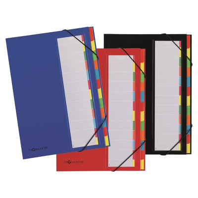 Pagna Filing Book A4, 12 colored tabs, with elastic fastener, Black