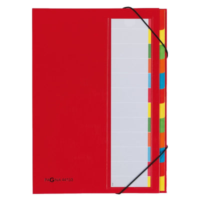 Pagna Filing Book A4, 12 colored tabs, with elastic fastener, Red