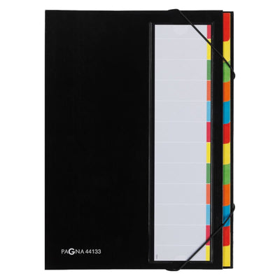 Pagna Filing Book A4, 12 colored tabs, with elastic fastener, Black