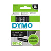 Dymo D1 Label Cassette, 12 mm x 7 m, White on Black - 45021
