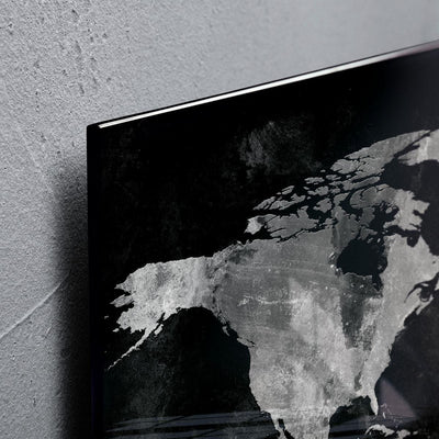 Sigel Magnetic Glass Board ARTVERUM, 91 x 46 cm, World-Map, Black