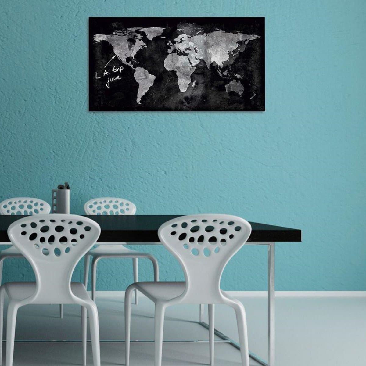 Sigel Magnetic Glass Board ARTVERUM, 91 x 46 cm, World-Map, Black