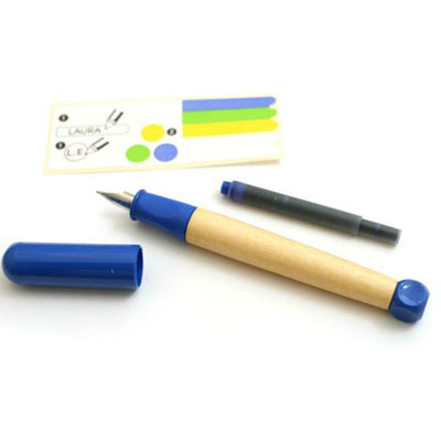 LAMY abc Beginner Fountain Pen, LH left-handed nib, Wood/Blue