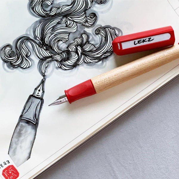 LAMY ABC Beginner Fountain Pen, LH left-handed nib, Wood/Red - Offi ...