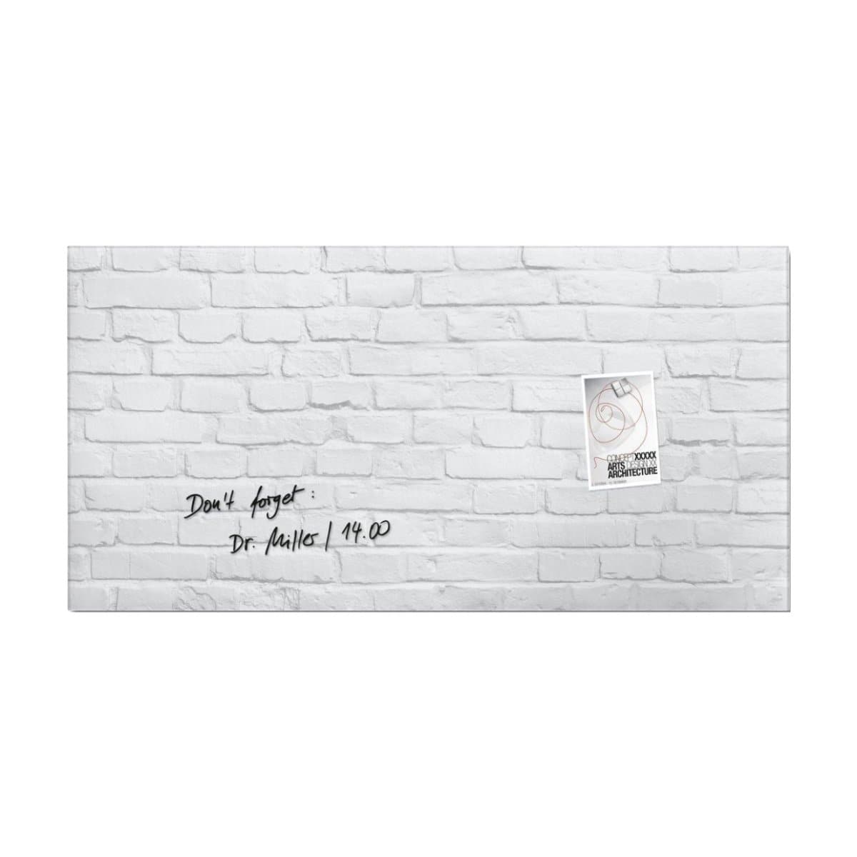 Sigel Magnetic Glass Board ARTVERUM, 91 x 46 cm, White Brick