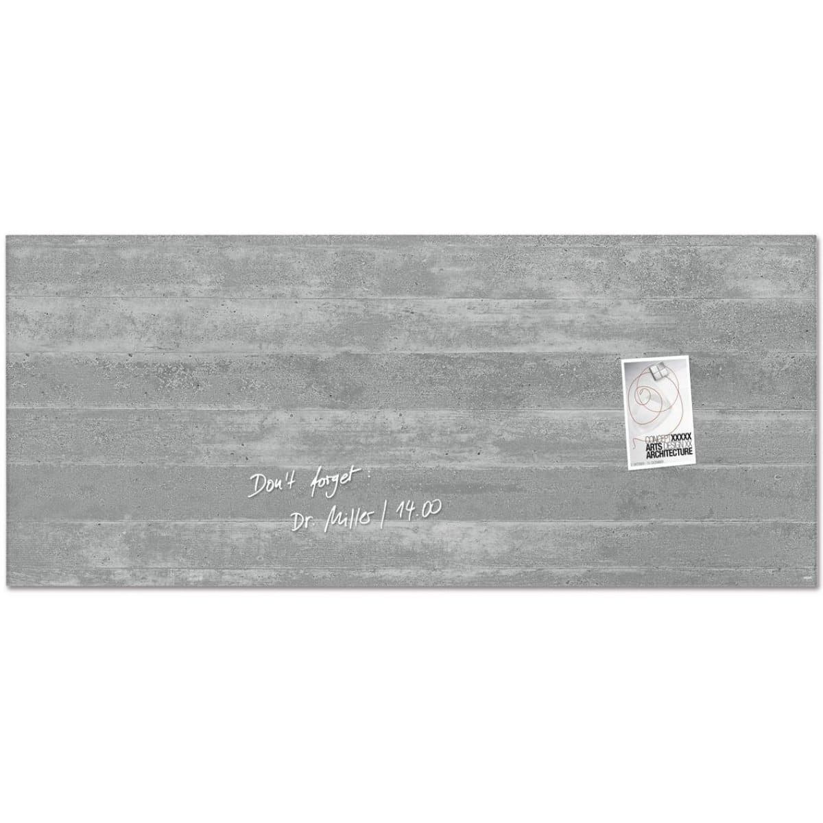 Sigel Magnetic Glass Board ARTVERUM, 130 x 55 cm, Fairfaced Concrete