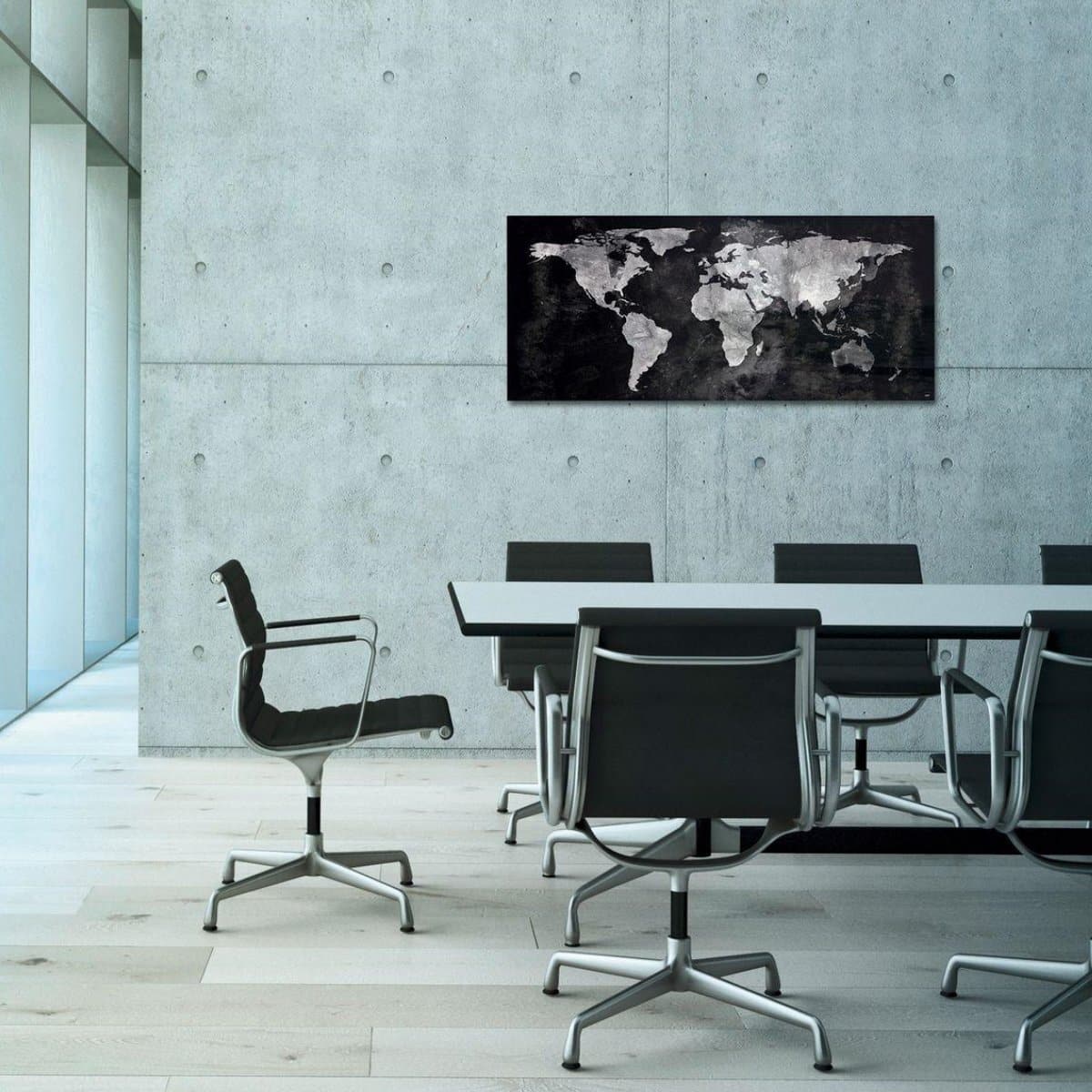 Sigel Magnetic Glass Board ARTVERUM, 130 x 55 cm, World-Map, Black