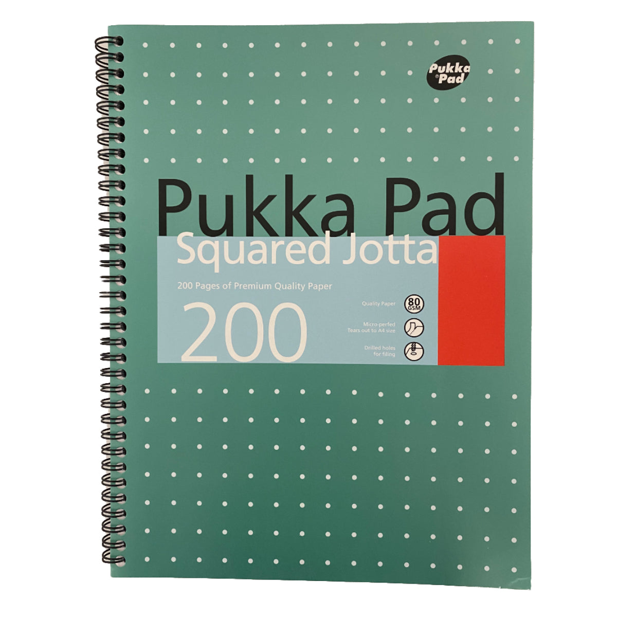 Pukka Pad Jotta Wirebound A4, squared, 80gsm, 200sheets/pad, Green