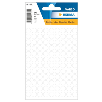Herma Vario Sticker Color Dots, 8 mm, 540/pack, White