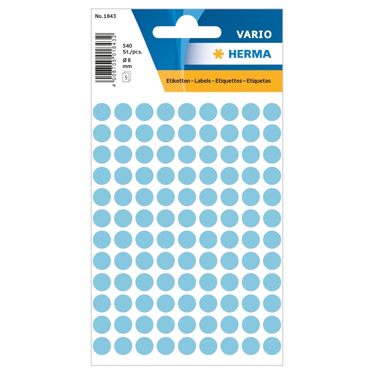 Herma Vario Sticker Color Dots, 8 mm, 540/pack, Blue