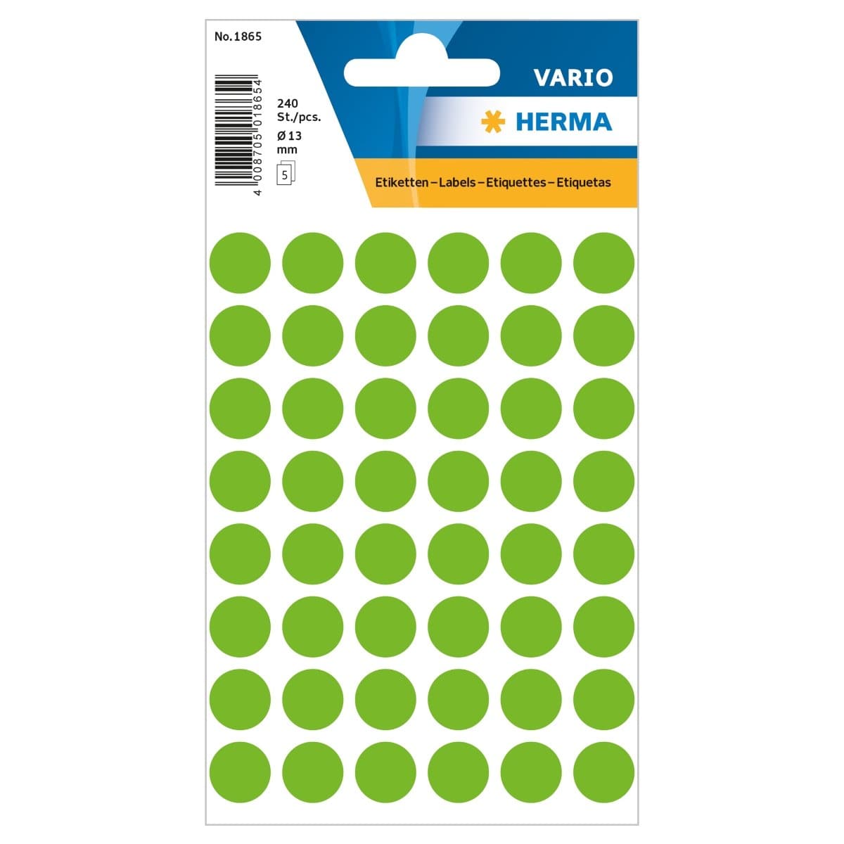Herma Vario Sticker Color Dots, 13 mm, 240/pack, Green