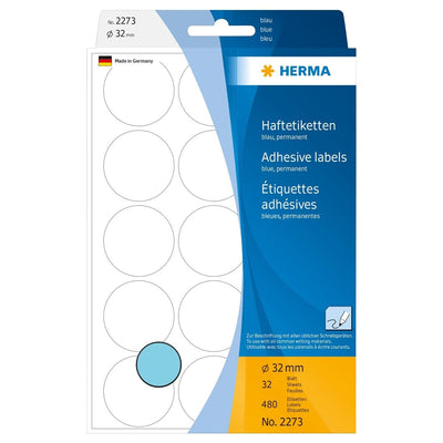 Herma Office Pack Color Dots, 32 mm, 480/pack, Blue