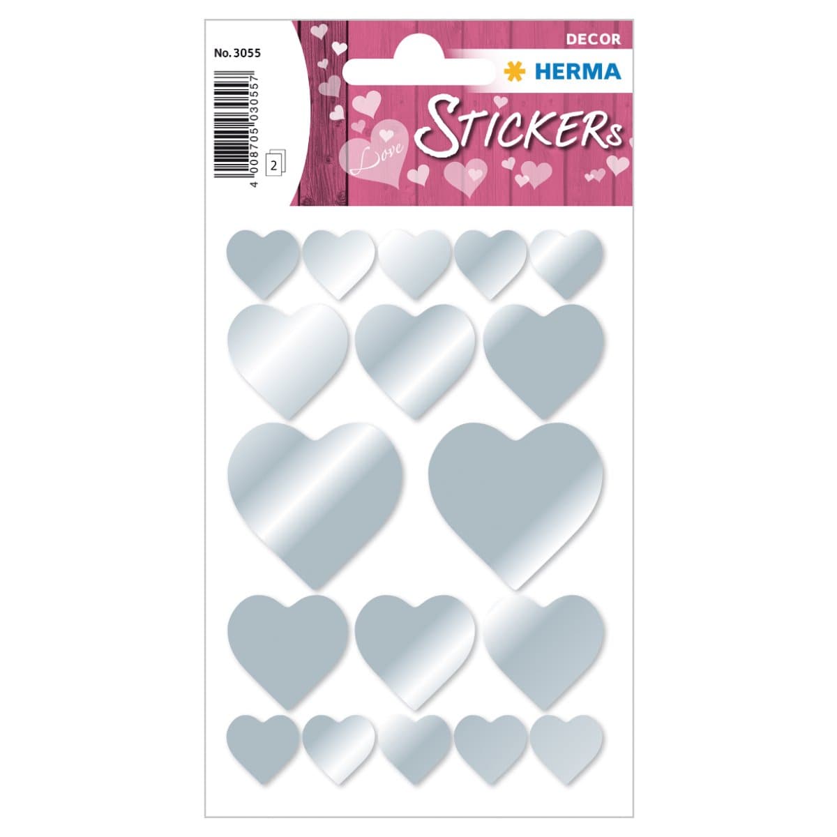 Herma Decor Stickers HEARTS, 2 sheets/pack, Silver