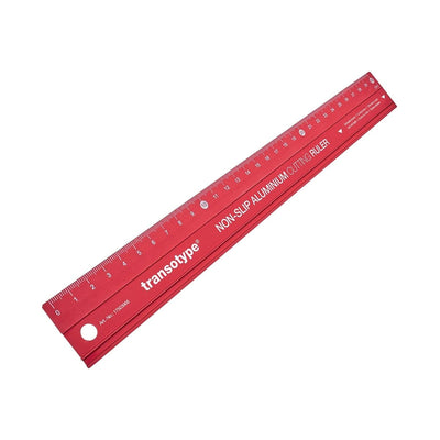 Transotype Non-Slip Aluminum Cutting Ruler, 30cm / 60cm, Red
