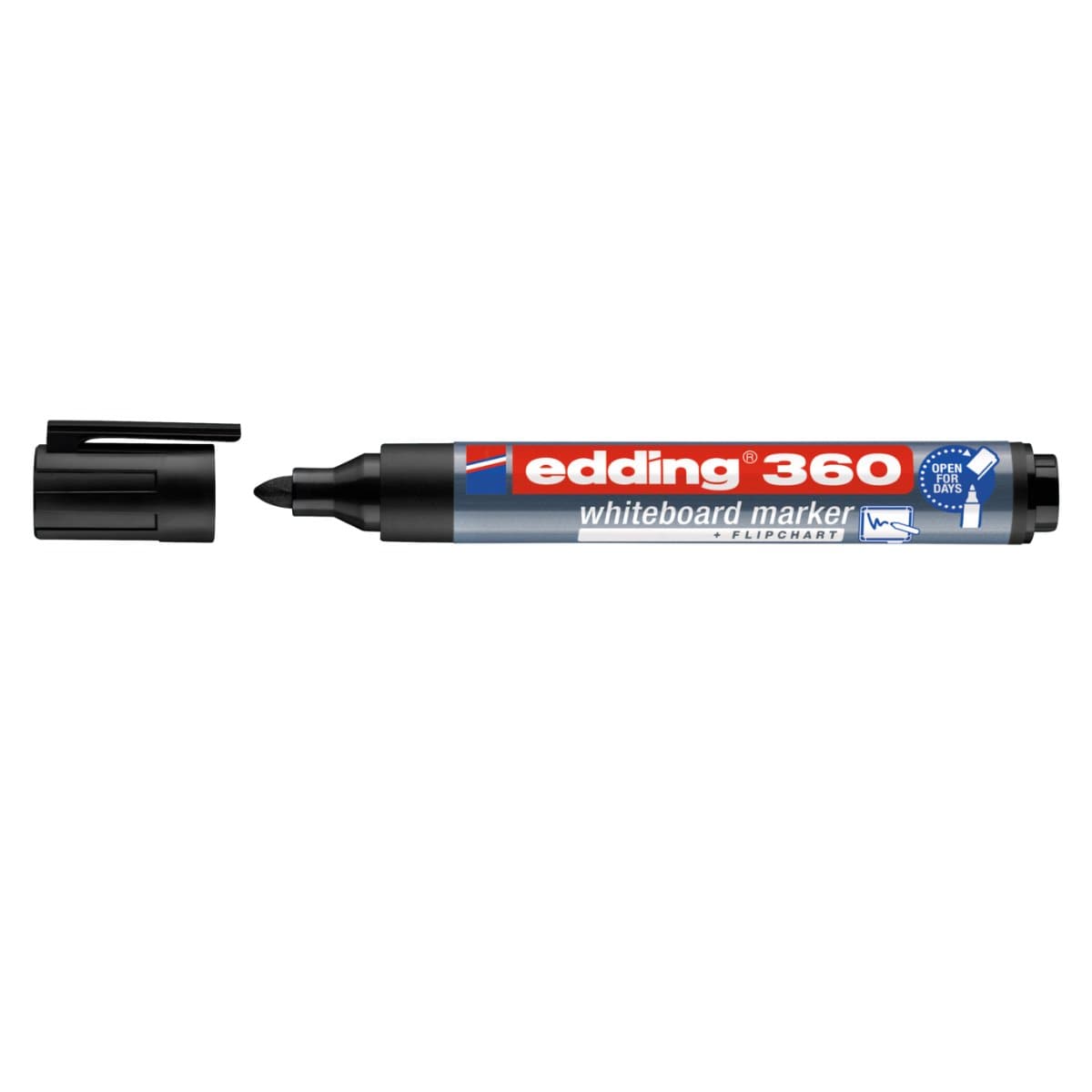 edding 360 Whiteboard/Flipchart Marker, 1.5-3mm Bullet Tip, Black