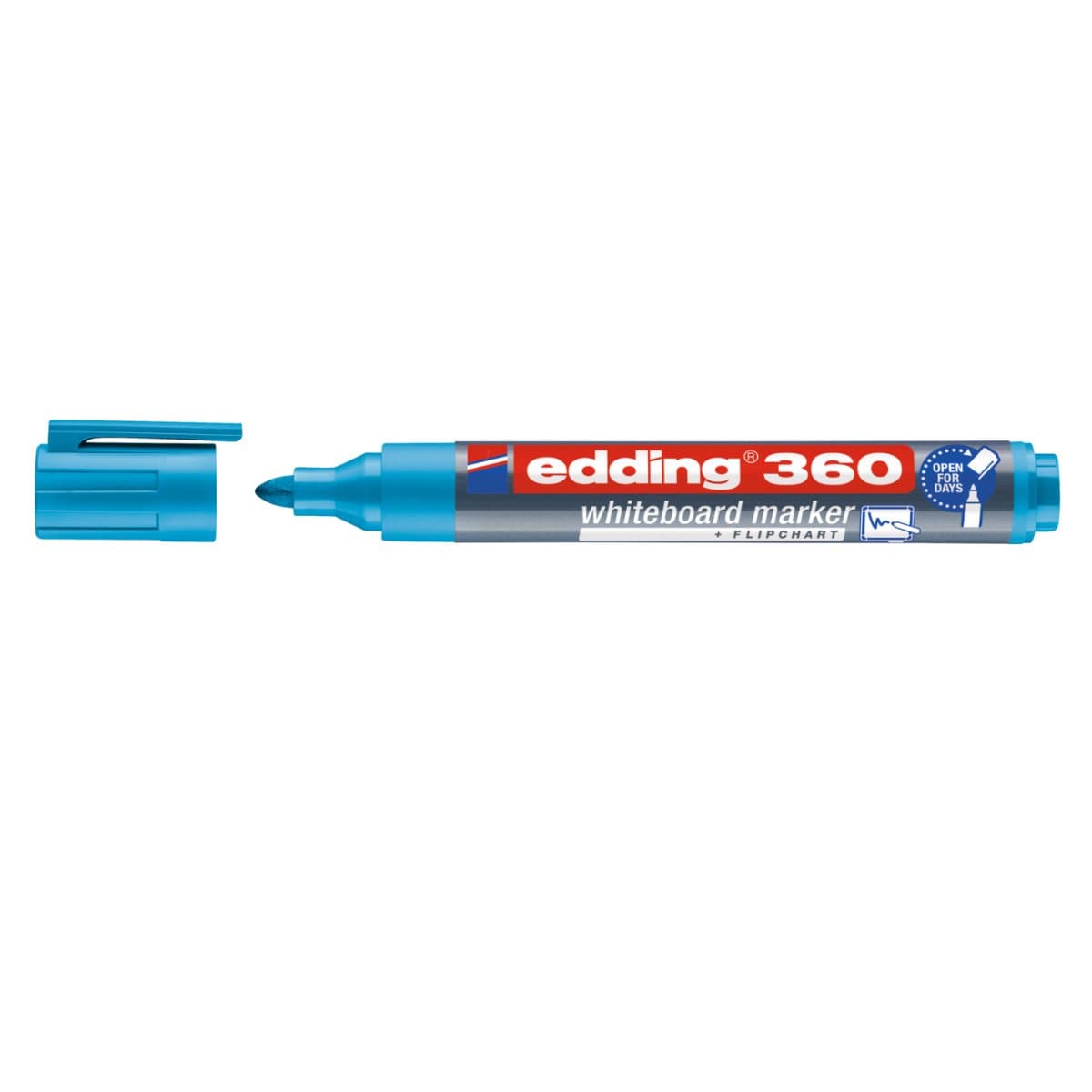 edding 360 Whiteboard/Flipchart Marker, 1.5-3mm Bullet Tip, Light Blue