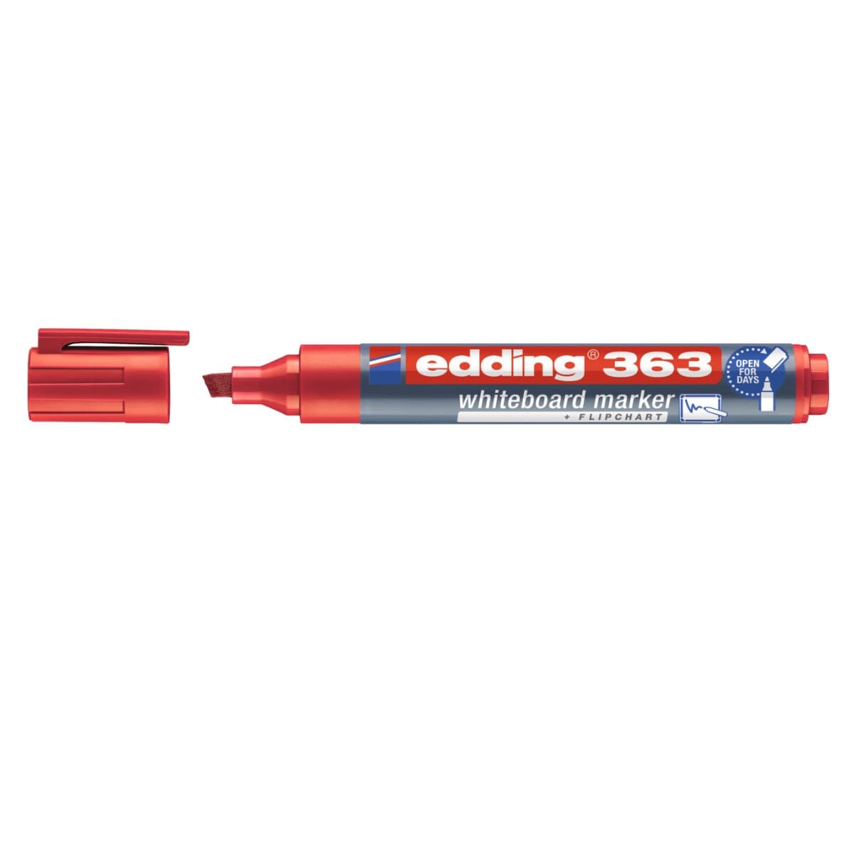 edding 363 Whiteboard/Flipchart Marker, 1-5mm Chisel Tip, Red