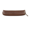 Laurige Small Leather Pen Pouch with Zipper, Deep Brown