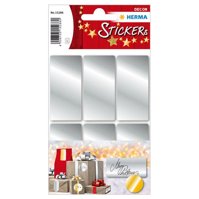 Herma Decor Stickers SILVER Labels, 26 x 54 mm, 18/pack, Silver