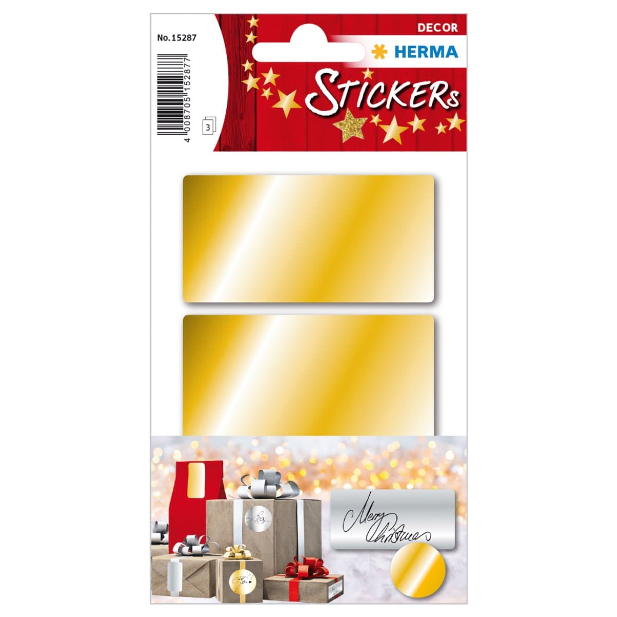 Herma Decor Stickers GOLD Labels, 34 x 67 mm, 9/pack, Gold