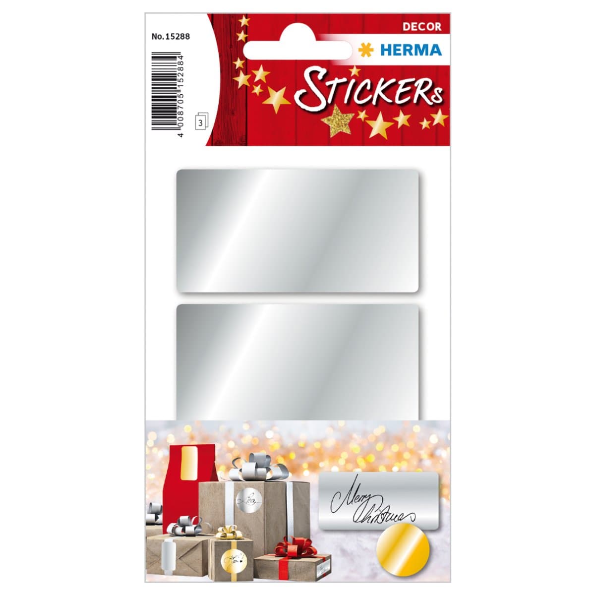 Herma Decor Stickers SILVER Labels, 34 x 67 mm, 9/pack, Silver
