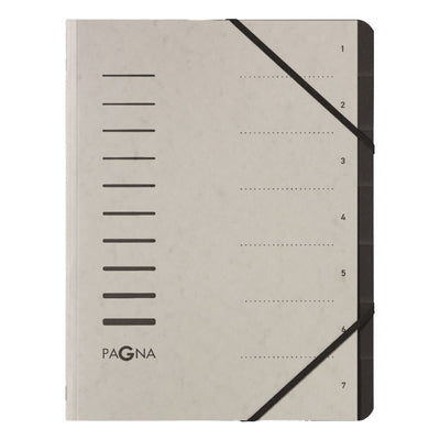 Pagna Manila Folder A4, 7 tabs, with elastic fastener, Light Grey/Black