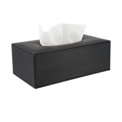 Konrad S. Tissue Box Cover, rectangular 25 x 13 x 8.5cm, PU Leather, Black