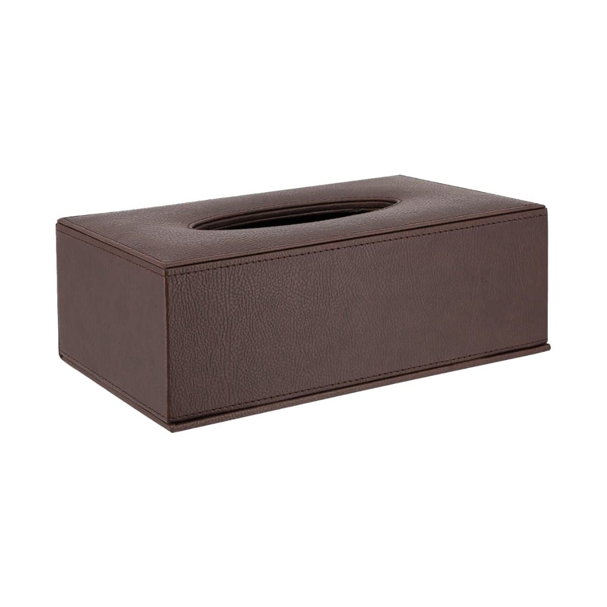 Konrad S. Tissue Box Cover, rectangular 25 x 13 x 8.5cm, PU Leather, Brown