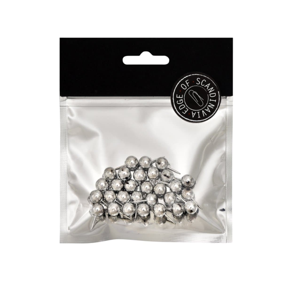 EDGE Push Pins, 20mm, 30/pack, Silver