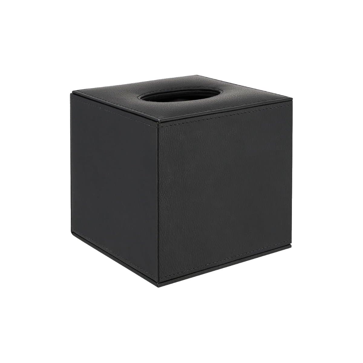 Konrad S. Tissue Box Cover, cube 13 x 13 x 13cm, PU Leather, Black