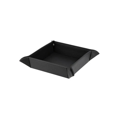 Konrad S. Coin Tidy Tray, 14 x 14 x 4cm, PU Leather, Black