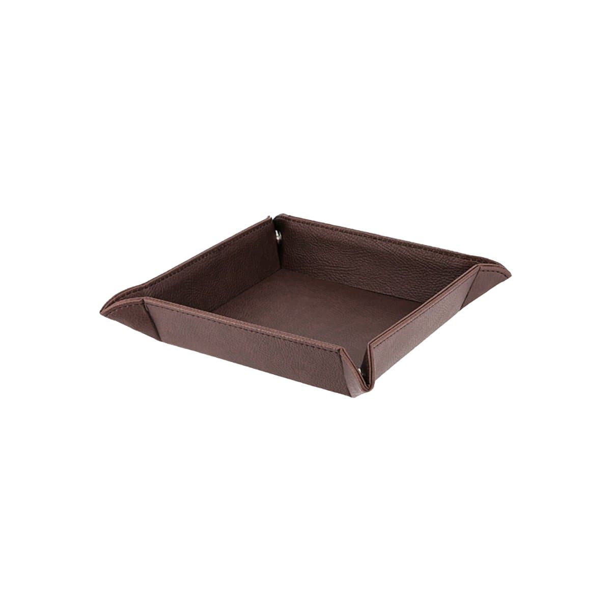 Konrad S. Coin Tidy Tray, 14 x 14 x 4cm, PU Leather, Brown