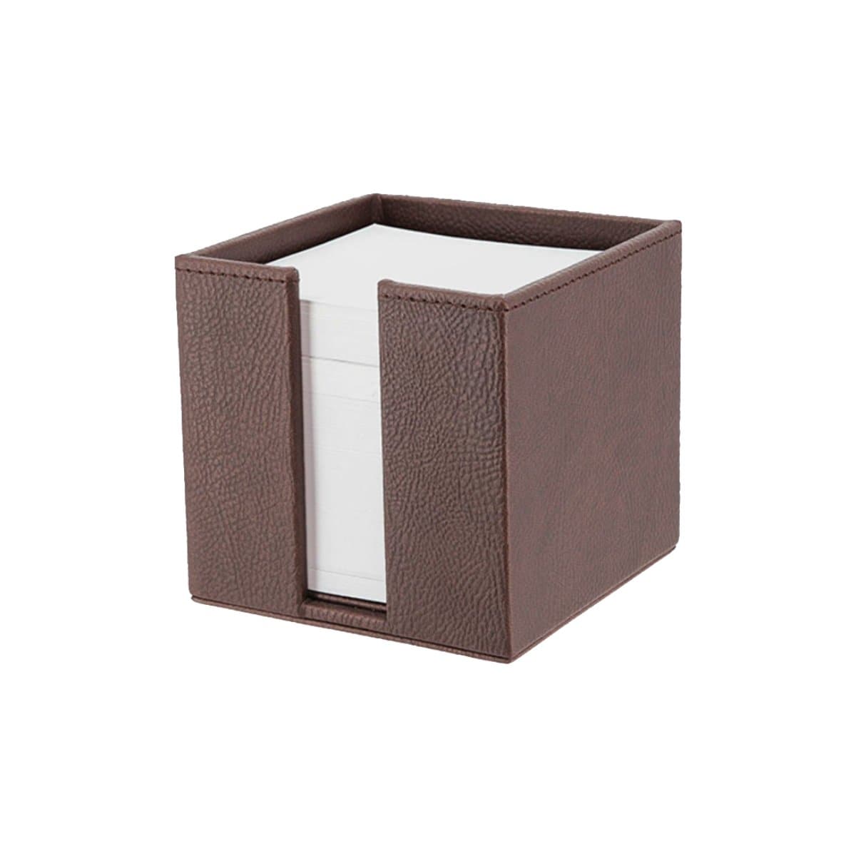 Konrad S. Memo Cube, 10 x 10 x 10cm, PU Leather, Brown