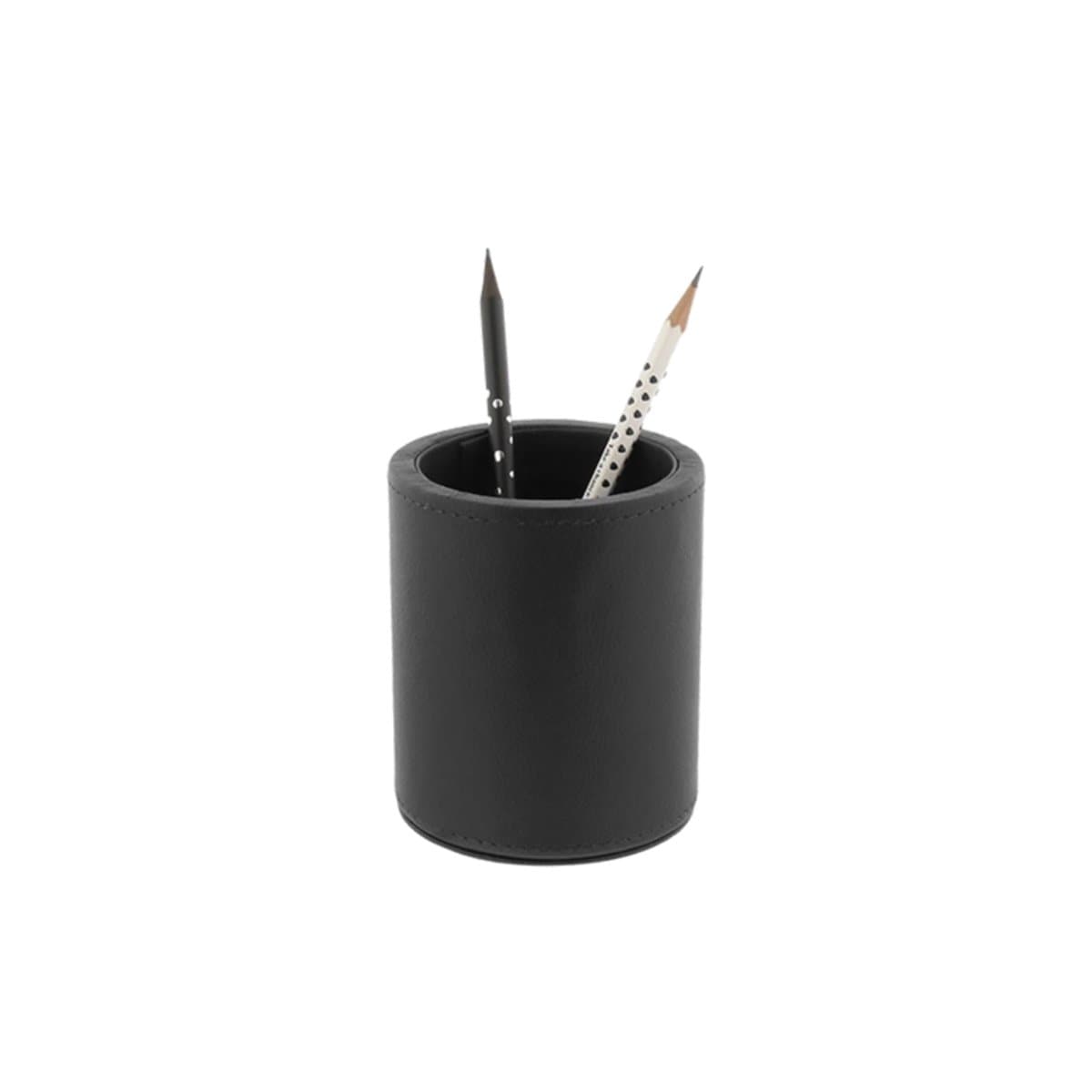 Konrad S. Pen Holder Round, PU Leather, Black