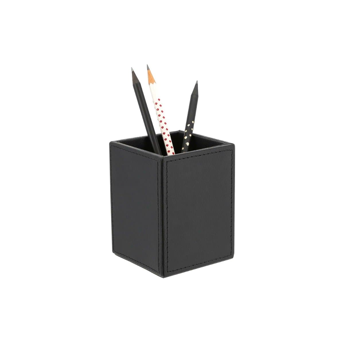 Konrad S. Pen Holder Square, PU Leather, Black