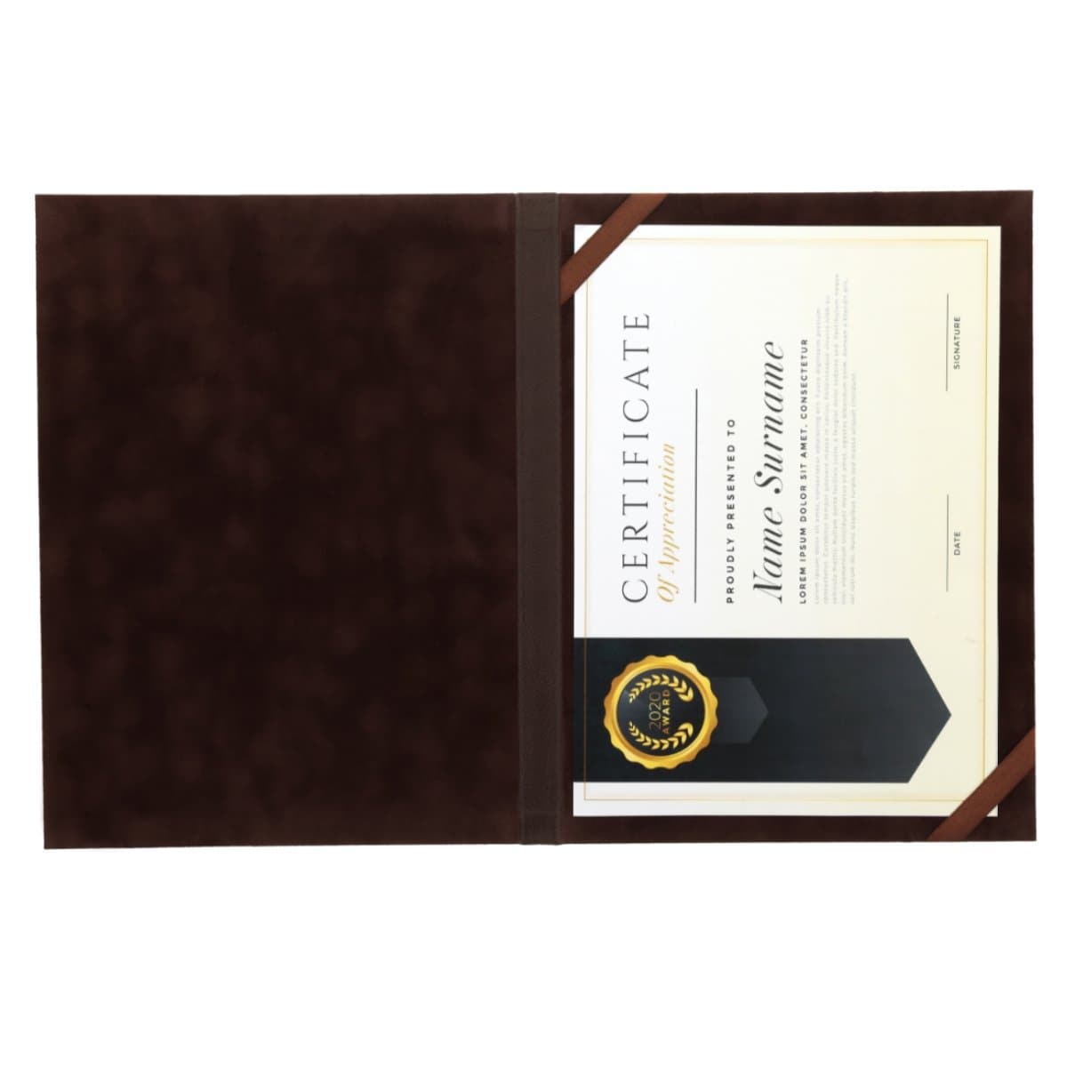 Konrad S. Certificate Holder A4, PU Leather, Brown